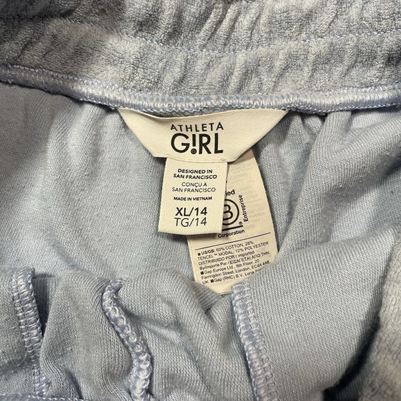 Athleta Girl Terry Shorts Youth XLarge Size 14 Light Blue Cotton Play Clothes - Picture 5 of 6